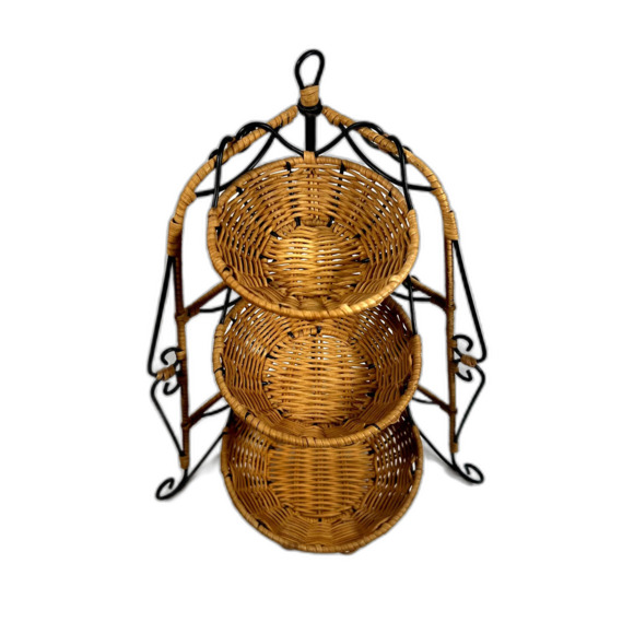 Princess House Casual Home 3-Tier Basket Set Pavillion Nested Bowls Rattan - Picture 2 of 7